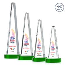 Womack Tower Full Color on Alberton Base Green Towers Crystal Trophy - Crystal Trophies