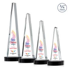 Womack Tower Full Color on Alberton Base  Black Towers Crystal Trophy - Crystal Trophies