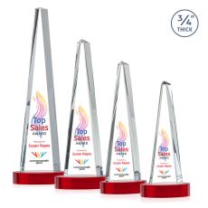 Womack Tower Full Color on Alberton Base Red Towers Crystal Trophy - Crystal Trophies