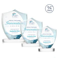 Escamilla Shield Full Color on Alberton Base Clear Unique Crystal Trophy - Crystal Trophies