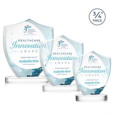 Escamilla Shield Full Color on Alberton Base Clear Unique Crystal Trophy - Custom Trophies