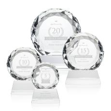 Milton on Pruitt Base Clear Circle Crystal Trophy - Diamond Trophies