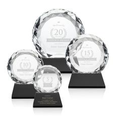 Milton on Pruitt Base Black Circle Crystal Trophy - Crystal Trophies