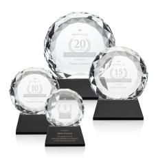 Milton on Pruitt Base Black Circle Crystal Trophy - Diamond Trophies