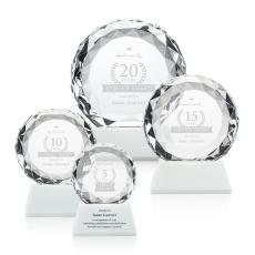 Milton on Pruitt Base Fagan Circle Crystal Trophy - Diamond Trophies