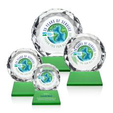 Milton Full Color on Pruitt Base Green Circle Crystal Trophy - Diamond Trophies