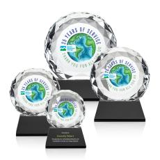 Milton Full Color on Pruitt Base Black Circle Crystal Trophy - Diamond Trophies
