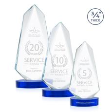 McMullen on Alberton Oval Base Blue Unique Crystal Trophy - Crystal Trophies