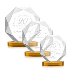 Minor on Alberton Base Amber Polygon Crystal Trophy - Crystal Trophies