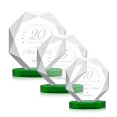 Minor on Alberton Base Green Polygon Crystal Trophy - Crystal Trophies