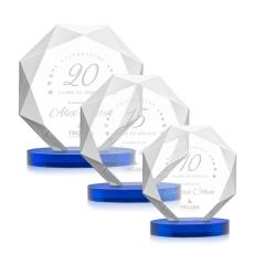 Minor on Alberton Base Blue Polygon Crystal Trophy - Crystal Trophies