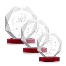 Minor on Alberton Base Red Polygon Crystal Trophy - Crystal Trophies