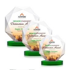 Minor Full Color on Alberton Base Green Polygon Crystal Trophy - Custom Trophies