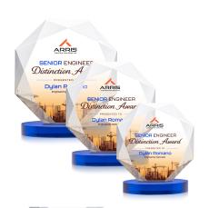 Minor Full Color on Alberton Base Blue Polygon Crystal Trophy - Crystal Trophies