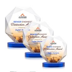 Minor Full Color on Alberton Base Blue Polygon Crystal Trophy - Custom Trophies