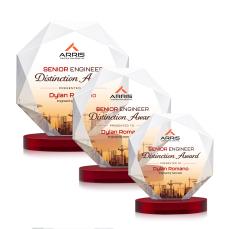 Minor Full Color on Alberton Base Red Polygon Crystal Trophy - Crystal Trophies