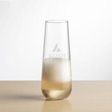 Stevenson Stemless Flute - 8oz - Deep Etch - Champagne Glasses