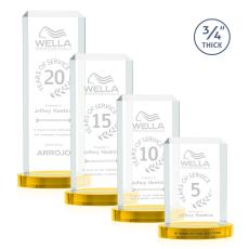 Carey on Alberton Base Gold Rectangle Crystal Trophy - Custom Trophies
