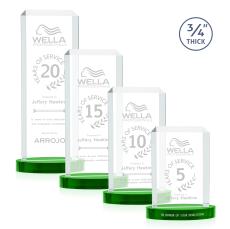 Carey on Alberton Base Green Rectangle Crystal Trophy - Crystal Trophies