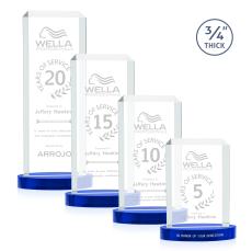 Carey on Alberton Base Blue Rectangle Crystal Trophy - Crystal Trophies
