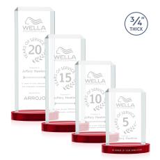 Carey on Alberton Base Red Rectangle Crystal Trophy - Crystal Trophies