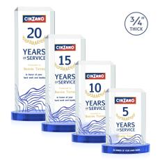 Carey Full Color on Alberton Base Sky Blue Rectangle Crystal Trophy - Crystal Trophies