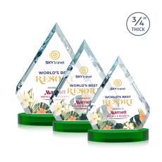 Apex Full Color on Alberton Base Green Crystal Trophy - Crystal Trophies