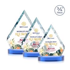 Apex Full Color on Alberton base Sky Blue Crystal Trophy - Crystal Trophies