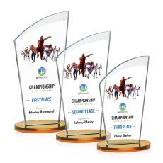 Employee Gifts - Darling Full Color Amber Peaks Crystal Trophy