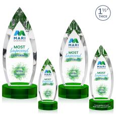 Fortier Full Color on Base Green Peaks Crystal Trophy - Crystal Trophies