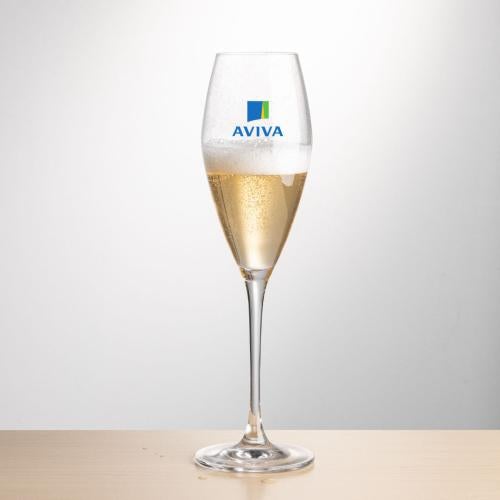 Custom Barware Glasses - Champagne Glasses - Santiago Flute - Full Color