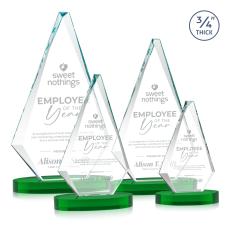 Crowell on Alberton Base Green Crystal Trophy - Crystal Trophies