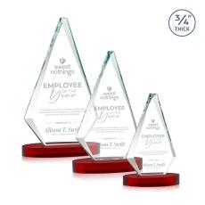 Crowell on Alberton Base Red Crystal Trophy - Crystal Trophies