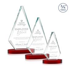 Crowell on Alberton Base Red Crystal Trophy - Crystal Trophies