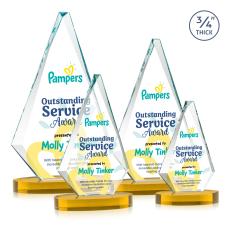 Crowell Full Color on Alberton Base Amber Crystal Trophy - Crystal Trophies