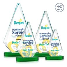 Crowell Full Color on Alberton Base Green Crystal Trophy - Custom Trophies