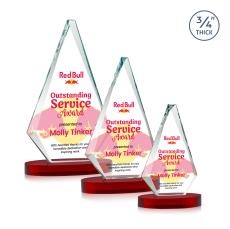 Crowell Full Color on Alberton Base Red Crystal Trophy - Crystal Trophies