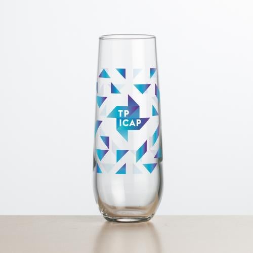 Custom Barware Glasses - Champagne Glasses - Stroud Stemless Flute - Full Color