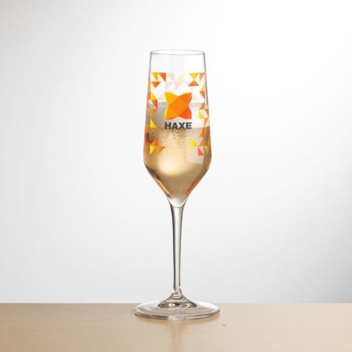 Custom Barware Glasses - Champagne Glasses - Nixon Flute - Full Color