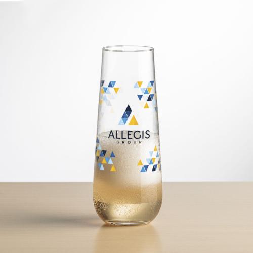 Custom Barware Glasses - Champagne Glasses - Stevenson Stemless Flute - Full Color