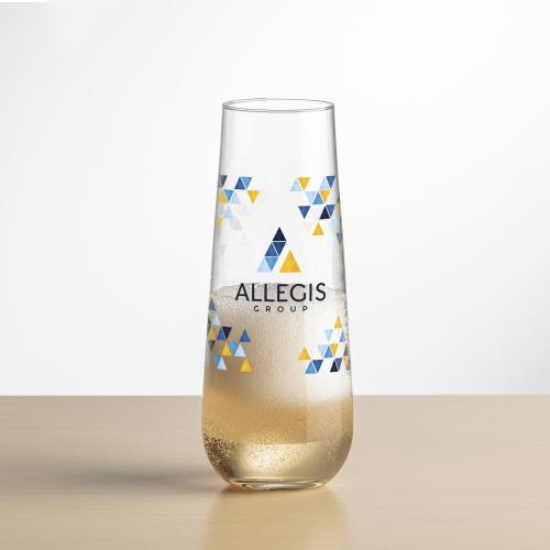 Custom Barware Glasses - Champagne Glasses - Stevenson Stemless Flute - Full Color