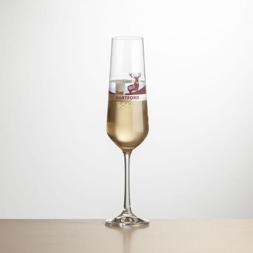 Custom Barware Glasses - Champagne Glasses - Stevenson Flute - Full Color