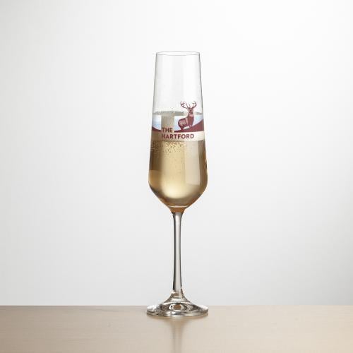 Custom Barware Glasses - Champagne Glasses - Stevenson Flute  - Full Color
