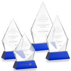 Shelton on Helton Base Blue Crystal Trophy - Crystal Trophies