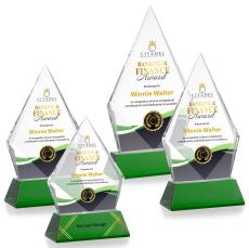 Shelton Full Color on Helton Base Green Crystal Trophy - Crystal Trophies