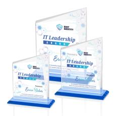 Saucedo Full Color Sky Blue Peaks Crystal Trophy - Crystal Trophies