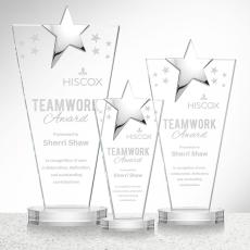 Mantella Chrome Star Clear Polygon Crystal Trophy - Trophies