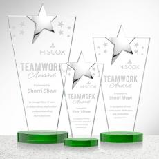 Mantella Chrome Star Green Polygon Crystal Trophy - Crystal Star Trophies