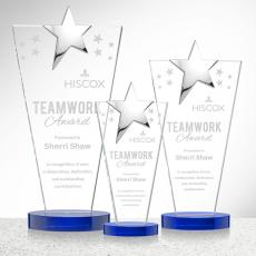 Mantella Chrome Star Blue Polygon Crystal Trophy - Trophies