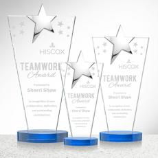Mantella Chrome Star Sky Blue Polygon Crystal Trophy - Crystal Star Trophies